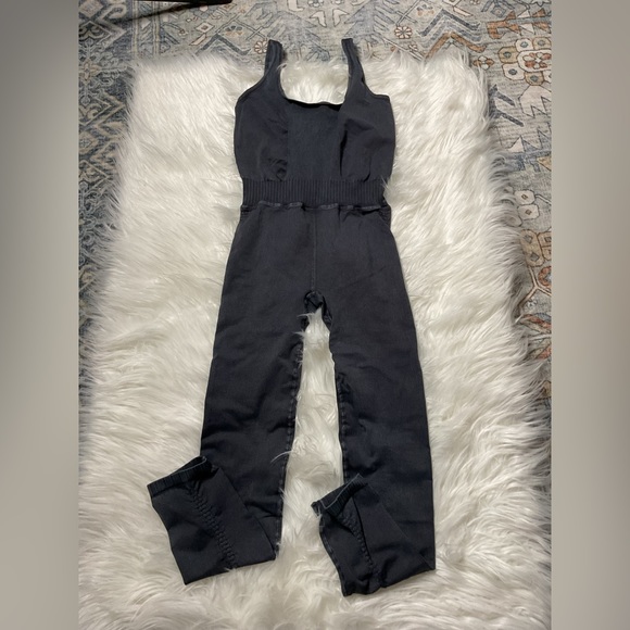 NWOT Free People Good Karma Onesie in Washed Black - Picture 6 of 13